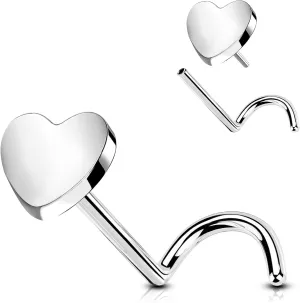 OUFER 20G Nose Studs, G23 Solid Titanium Nose Screw Studs, Heart-Designed Push-In Nose Rings, Nostril Piercing Jewelry for Women And Men-Heart