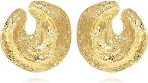 Oversized Geometric Irregular Texture Stud Earrings for Women Large Metal Gold Plated Tribal Big Metallic Punk Statement Fashion Jewelry