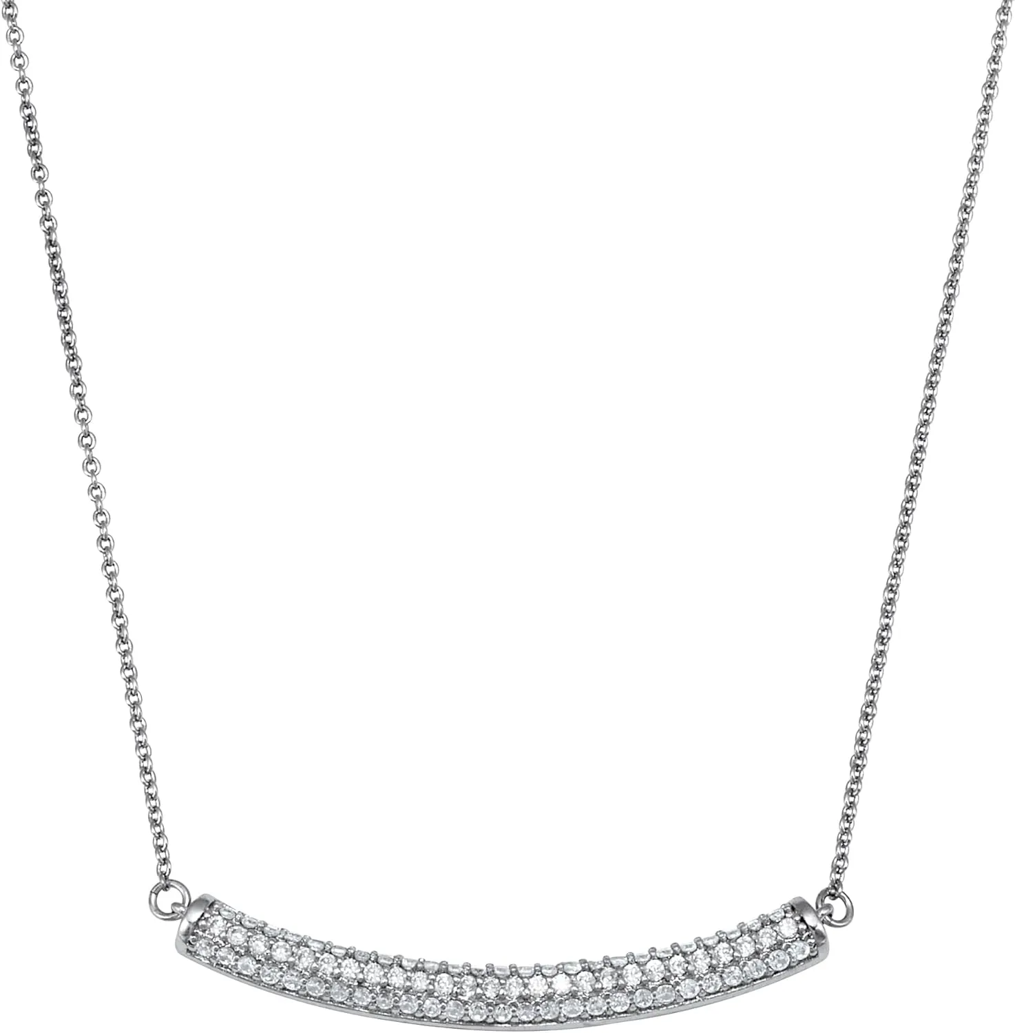 Palm Beach Jewelry .62 TCW Round Cubic Zirconia Platinum-Plated Bar Necklace 18 to 20-inch