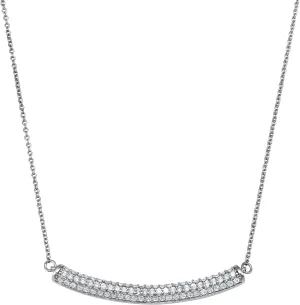 Palm Beach Jewelry .62 TCW Round Cubic Zirconia Platinum-Plated Bar Necklace 18 to 20-inch