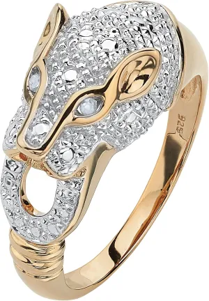 PalmBeach Yellow Gold-plated Sterling Silver Genuine Diamond Accent Panther Ring Sizes 7-12