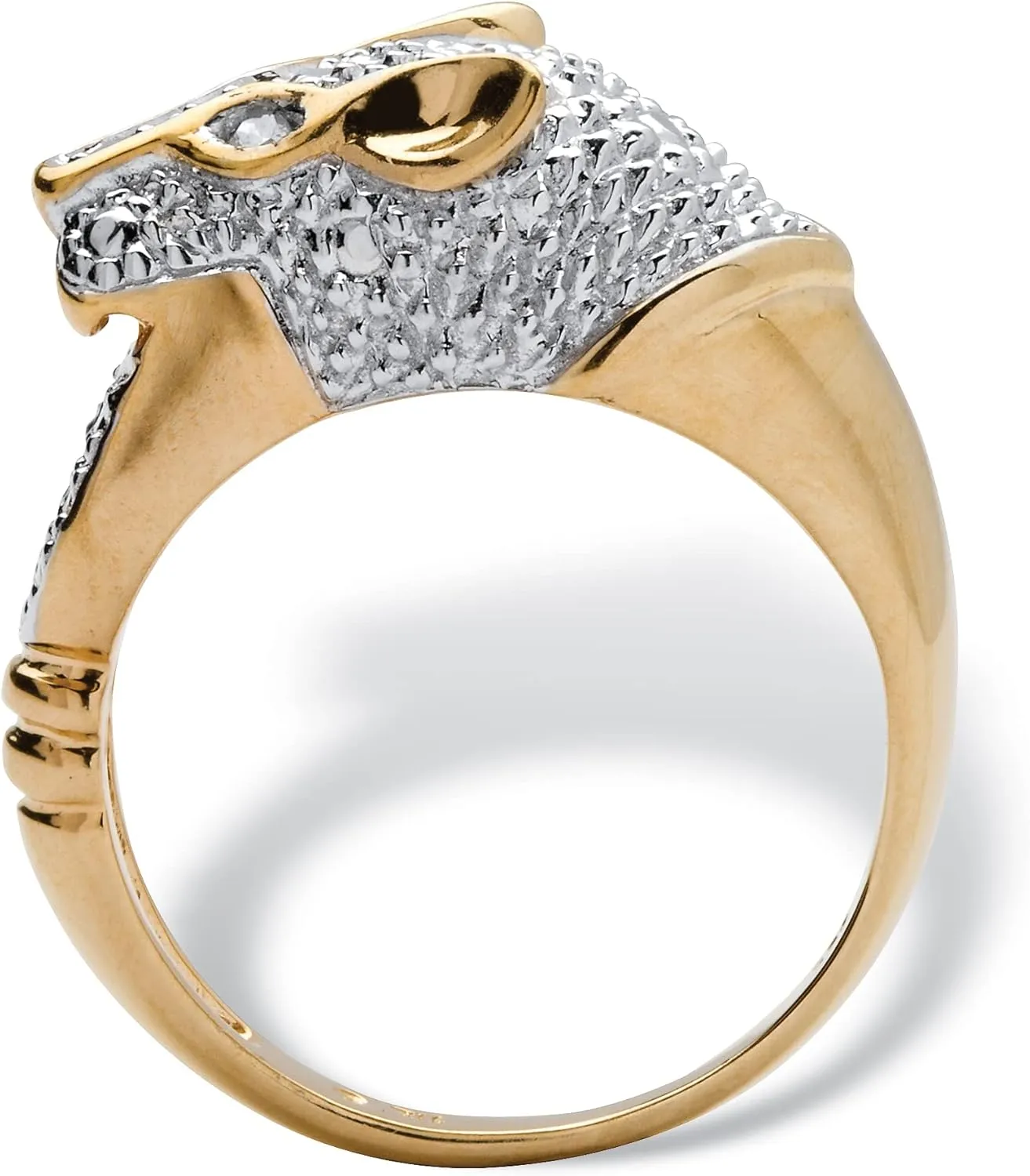 PalmBeach Yellow Gold-plated Sterling Silver Genuine Diamond Accent Panther Ring Sizes 7-12