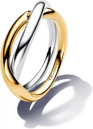 Pandora Essence Two-tone Entwined Bands Ring - Sterling silver and 14k Gold-Plated Ring - Gift for Women - Includes Gift Box