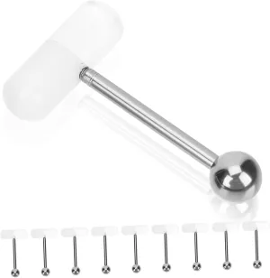 PartyKindom 10pcs Unique Tongue Rings Fashionable Steel Navel Bars Belly Button Jewelry for Parties Dates for Her/his