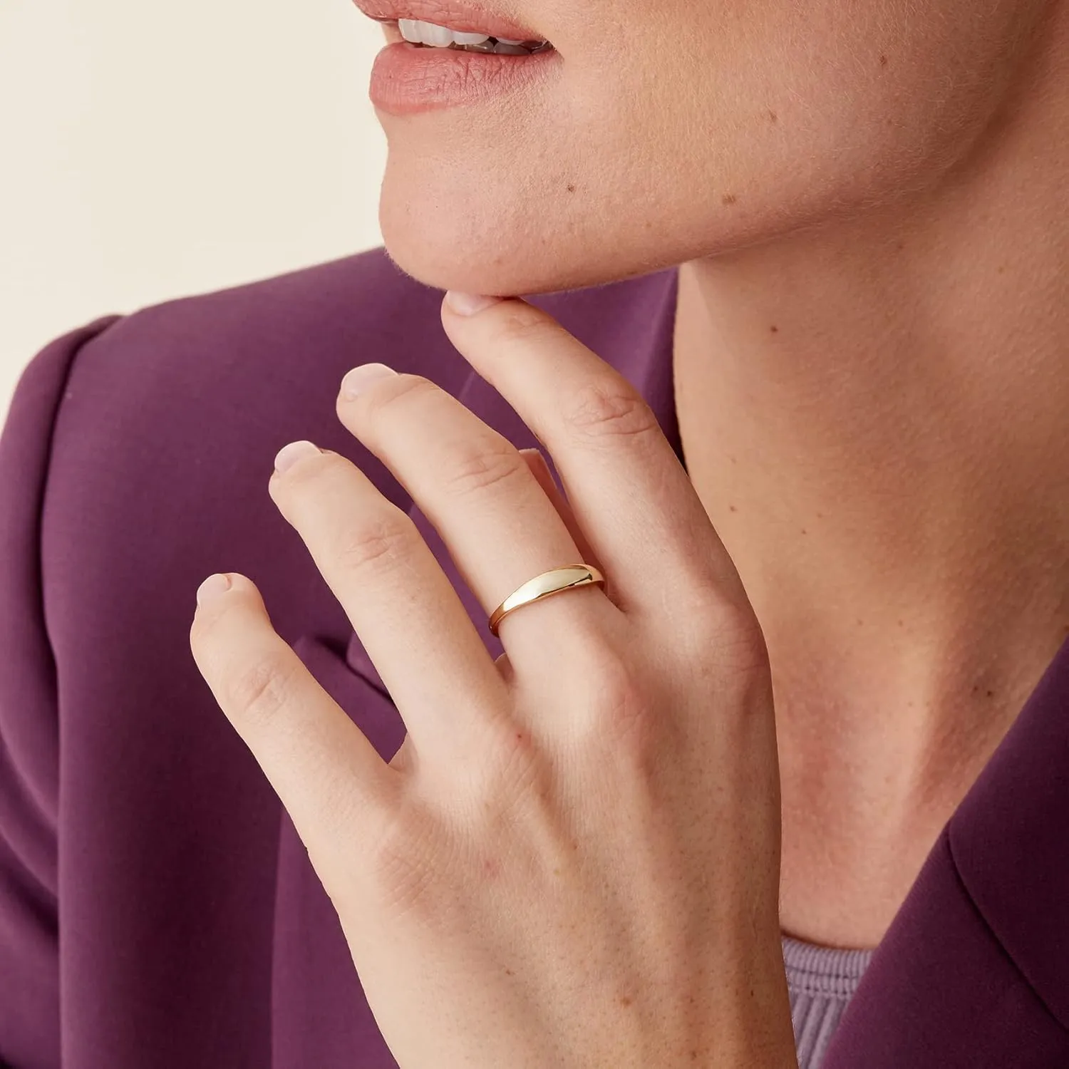 PAVOI 14K Gold Plated Chunky Signet Ring for Women | Women's Stackable Bands