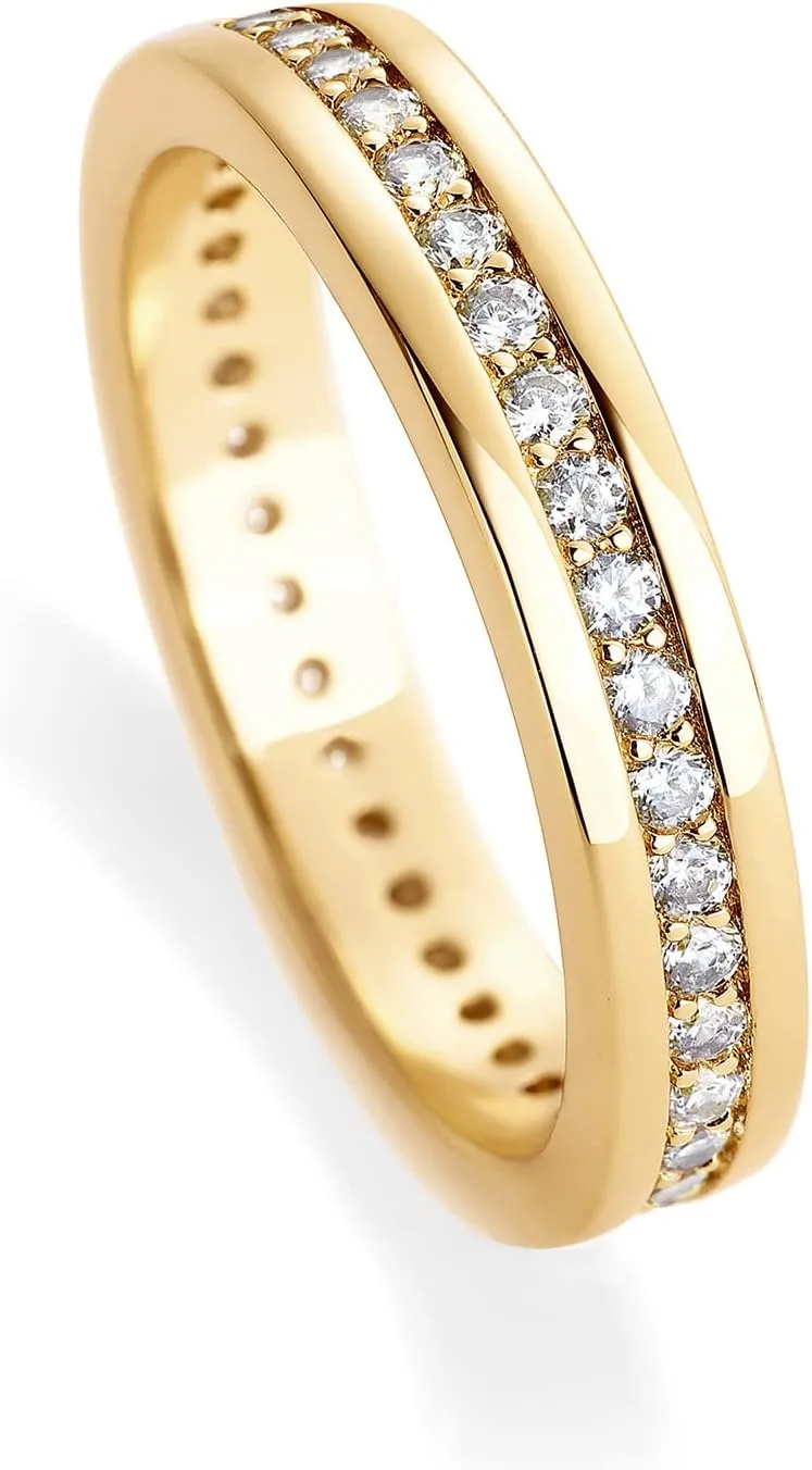 PAVOI 18K Gold Plated Stacking Tiny Cubic Zirconia Band | Eternity Rings for Women | Thumb Ring