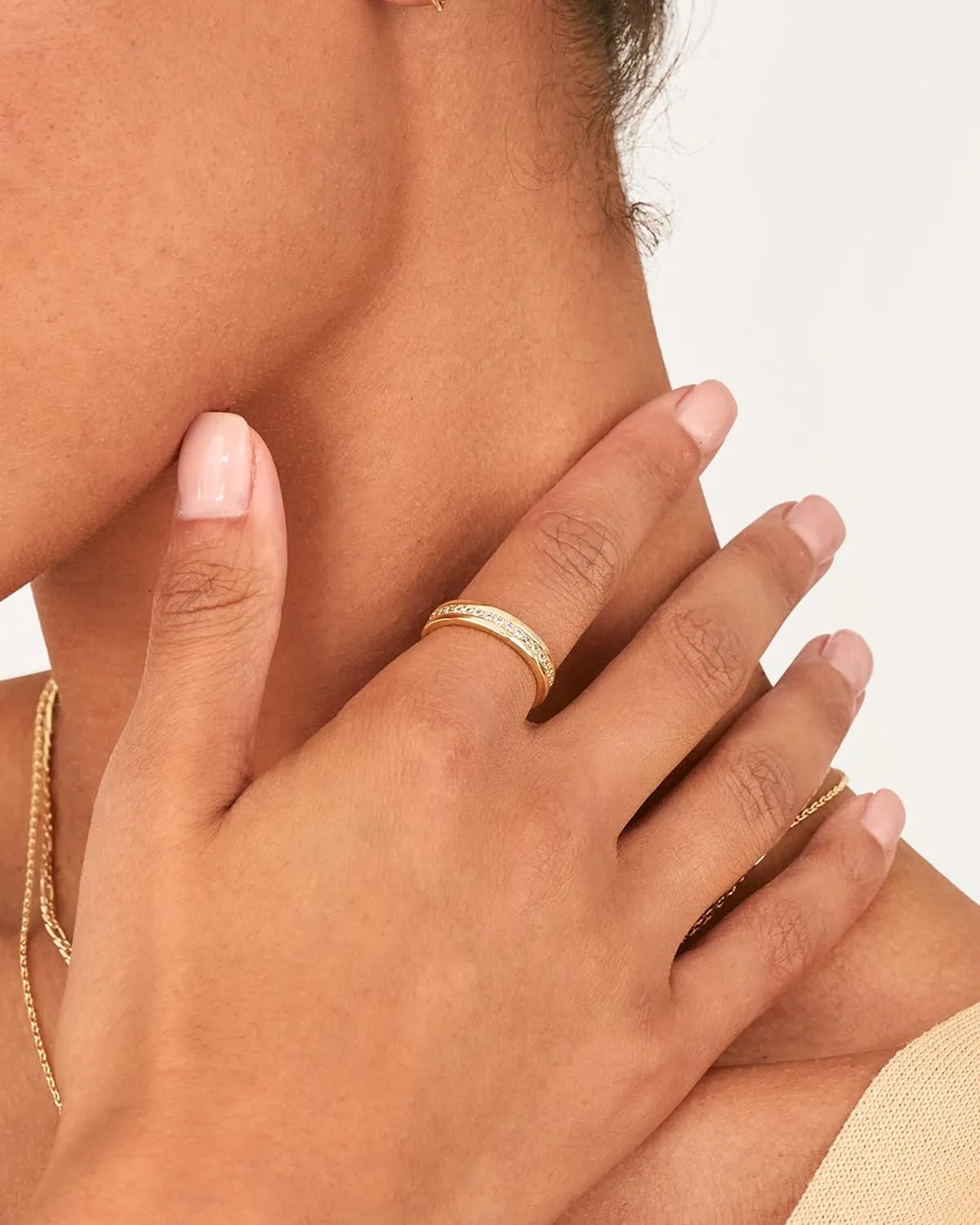 PAVOI 18K Gold Plated Stacking Tiny Cubic Zirconia Band | Eternity Rings for Women | Thumb Ring