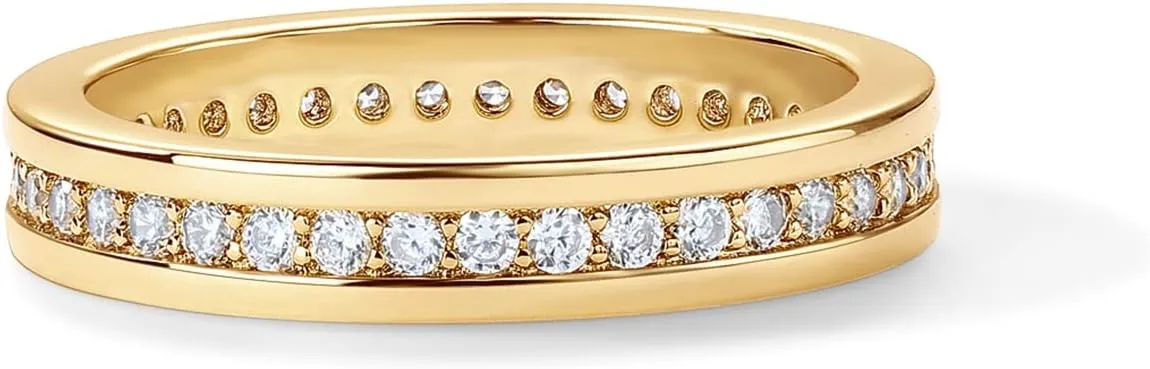 PAVOI 18K Gold Plated Stacking Tiny Cubic Zirconia Band | Eternity Rings for Women | Thumb Ring