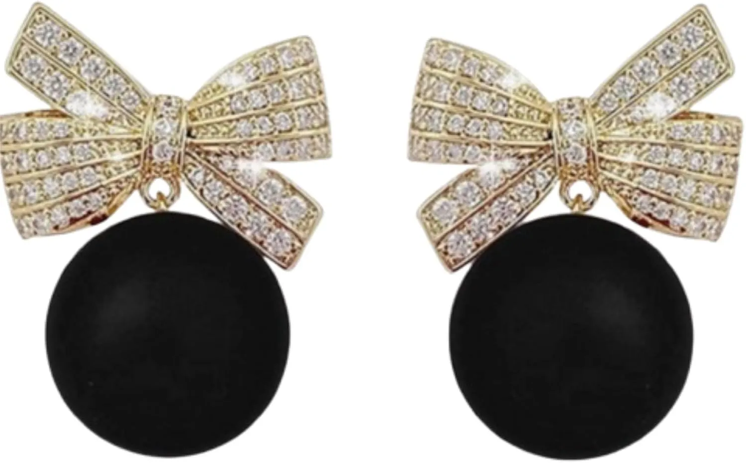 Pearl Bow Earrings Christmas Imitation Pearl Earrings Dainty Rhinestone Pearl Bow Drop Earrings for Women