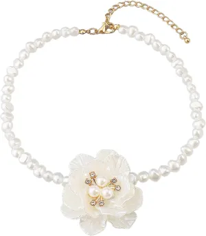 Pendant Necklace Elegant Flower Necklace Choker Imitation Pearl Collar Neck Chain Fashion Clavicle Chain Necklace Jewelry