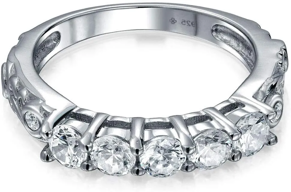 Personalize Art Deco Vintage Style 3CTW Brilliant Round or Square Princess Cut Solitaire 3 Stone Past Present Future AAA CZ Anniversary Set Engagement Ring Band Women 14K Gold Plated Sterling Silver