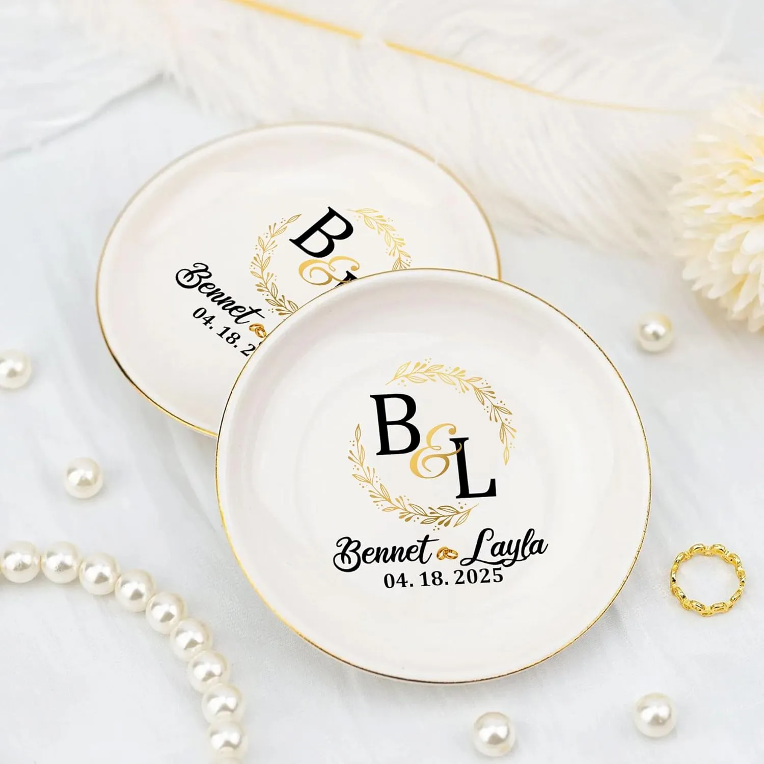 Personalized Wedding Ring Dish Gifts for Couples, Married Jewelry Tray Ring Holder, Wedding Gifts for Women Newlywed Future Bride To be, Engagement Gift for Mr Mrs Wife Husband Him Her