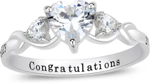 PhaedraOona Custom Class Rings - Fully Personalized Sterling Silver Birthstone Rings for Women's Graduation Class of 2024, Size 5-15