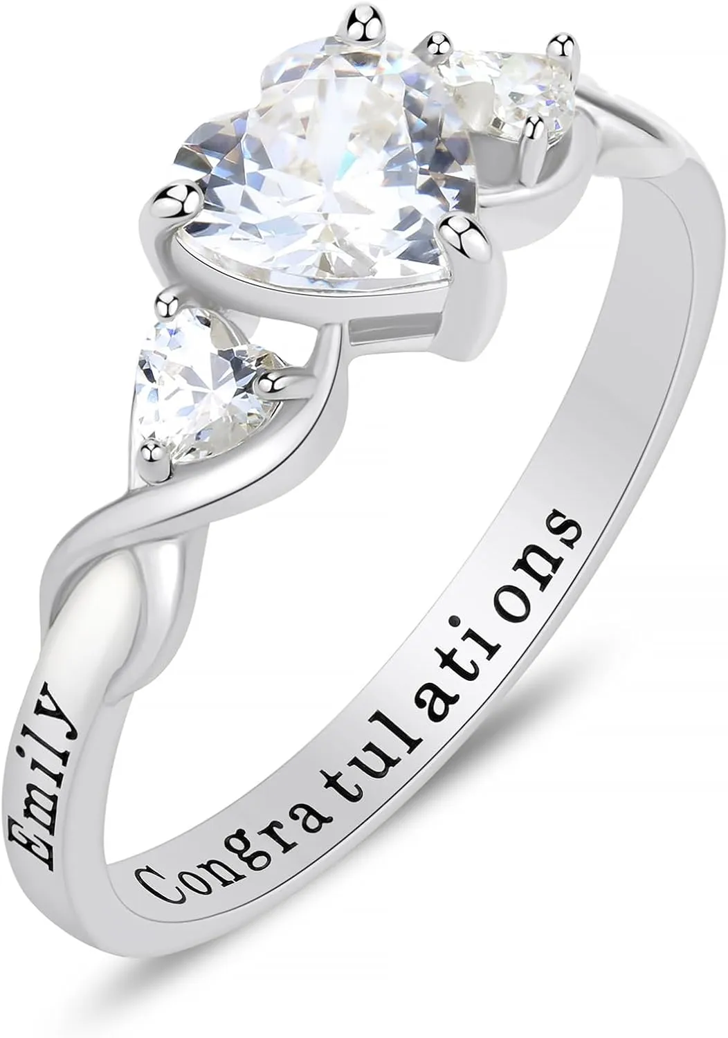 PhaedraOona Custom Class Rings - Fully Personalized Sterling Silver Birthstone Rings for Women's Graduation Class of 2024, Size 5-15