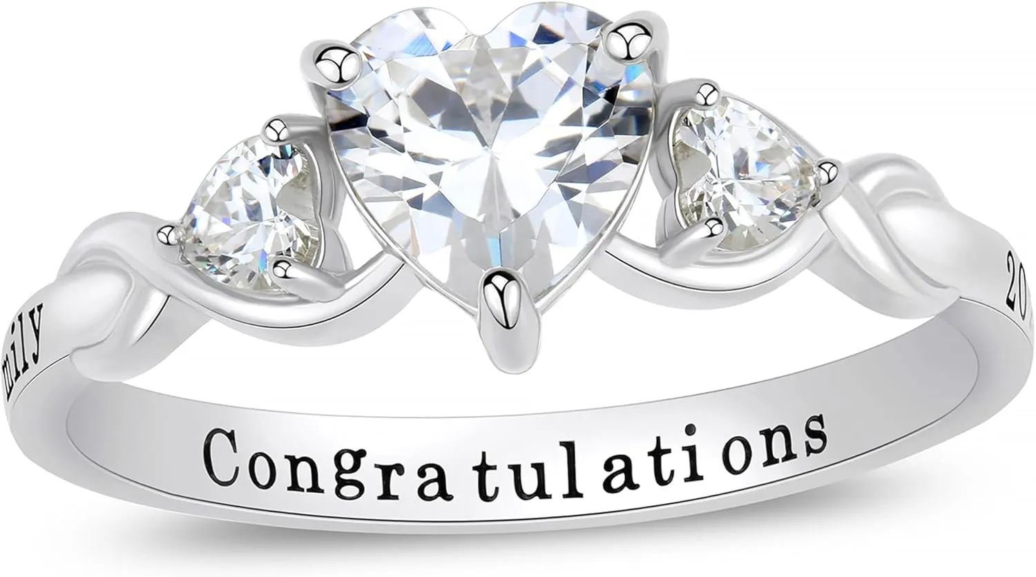PhaedraOona Custom Class Rings - Fully Personalized Sterling Silver Birthstone Rings for Women's Graduation Class of 2024, Size 5-15