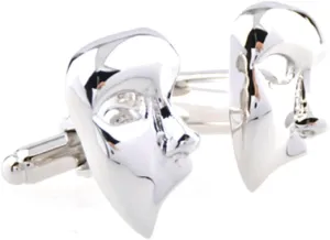 Phantom Masks Theater Theatre Opera Drama Pair Cufflinks Presentation Gift Box & Polishing Cloth