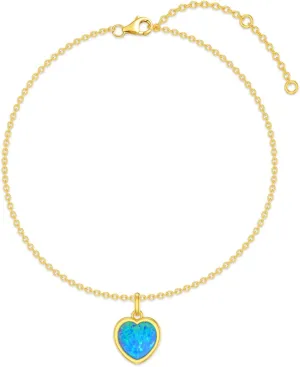 Plated 14K Opal Anklet/Bracelets for Women, S925 Sterling Silver Adjustable Foot Beaded Round Charm Ankle Bracelet Anklets Jewelry Anniversary Birthday Gifts for Women-1