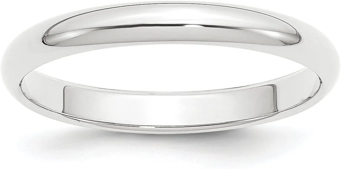 Platinum 3mm Half-Round Wedding Band