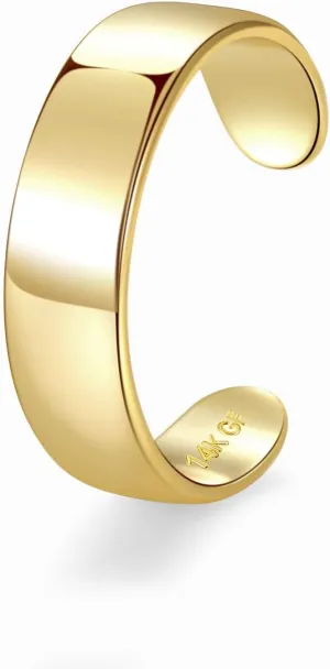 PLOMFOV 14K Gold Filled Gold Toe Rings for Women Adjustable Toe Rings Non Tarnish Solid 14K Real Gold Toe Ring