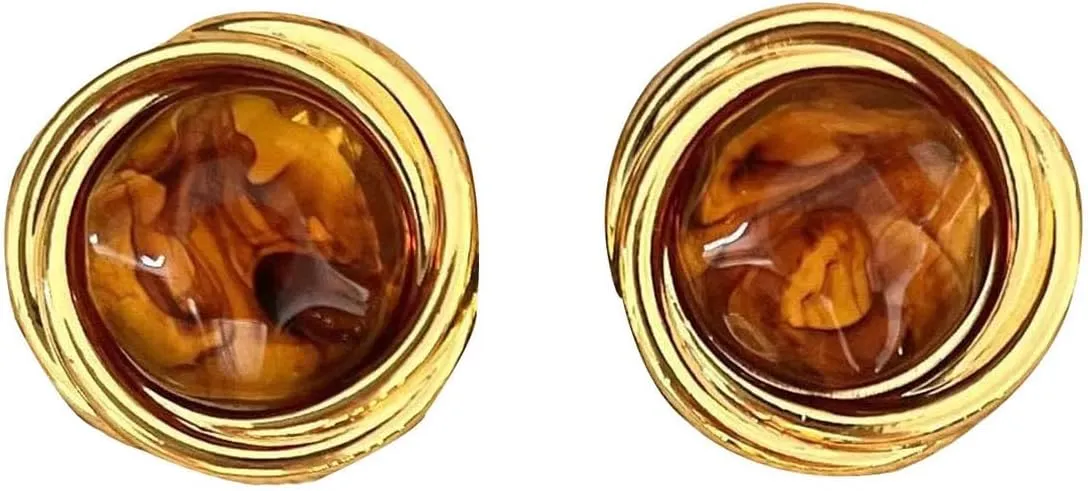Popular French Retro Maillard Color Statement Stud Earrings For Women