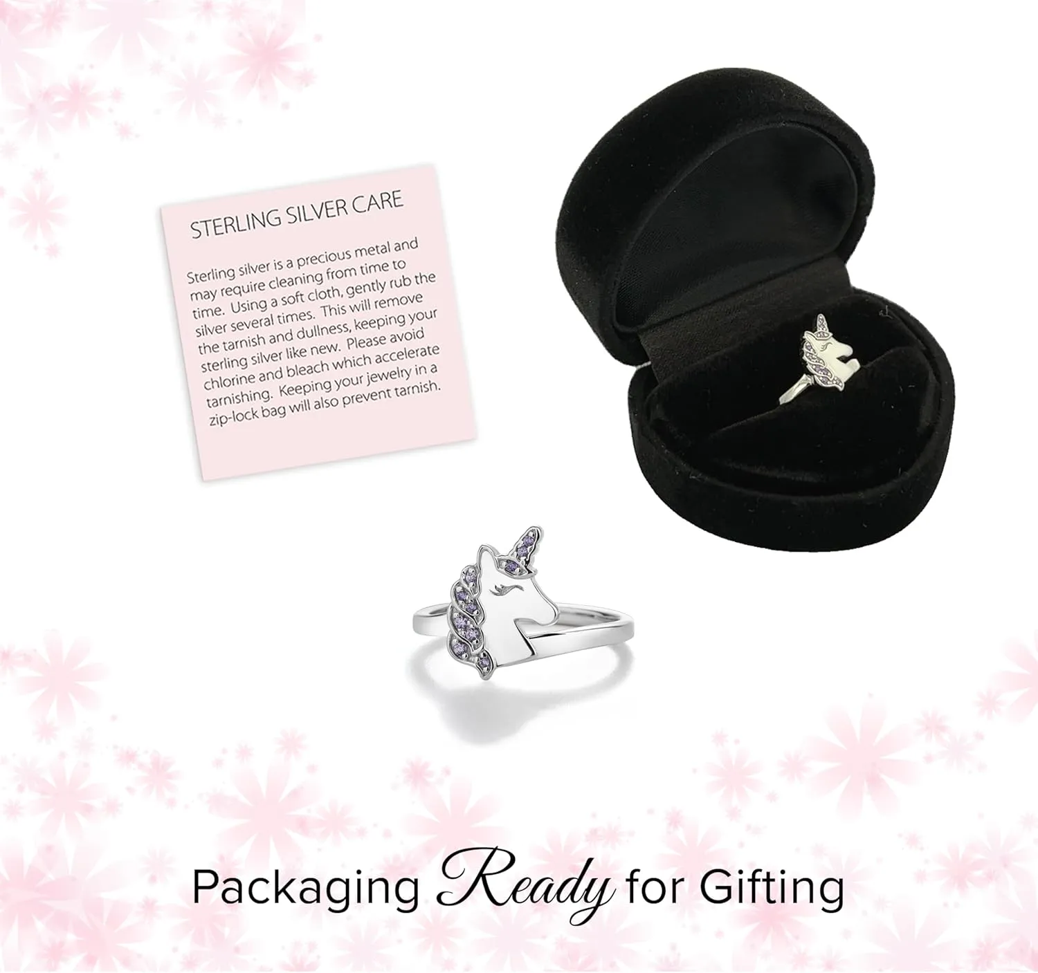 Precious Pieces Children's Sterling Silver Unicorn Ring for Toddlers and Little Girls