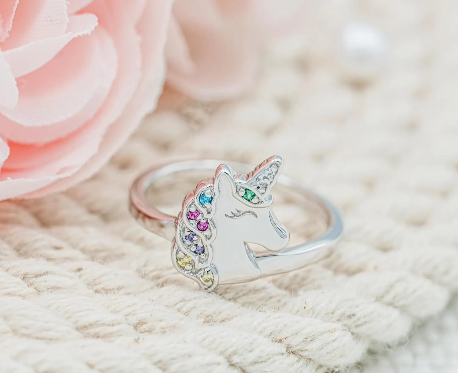 Precious Pieces Children's Sterling Silver Unicorn Ring for Toddlers and Little Girls
