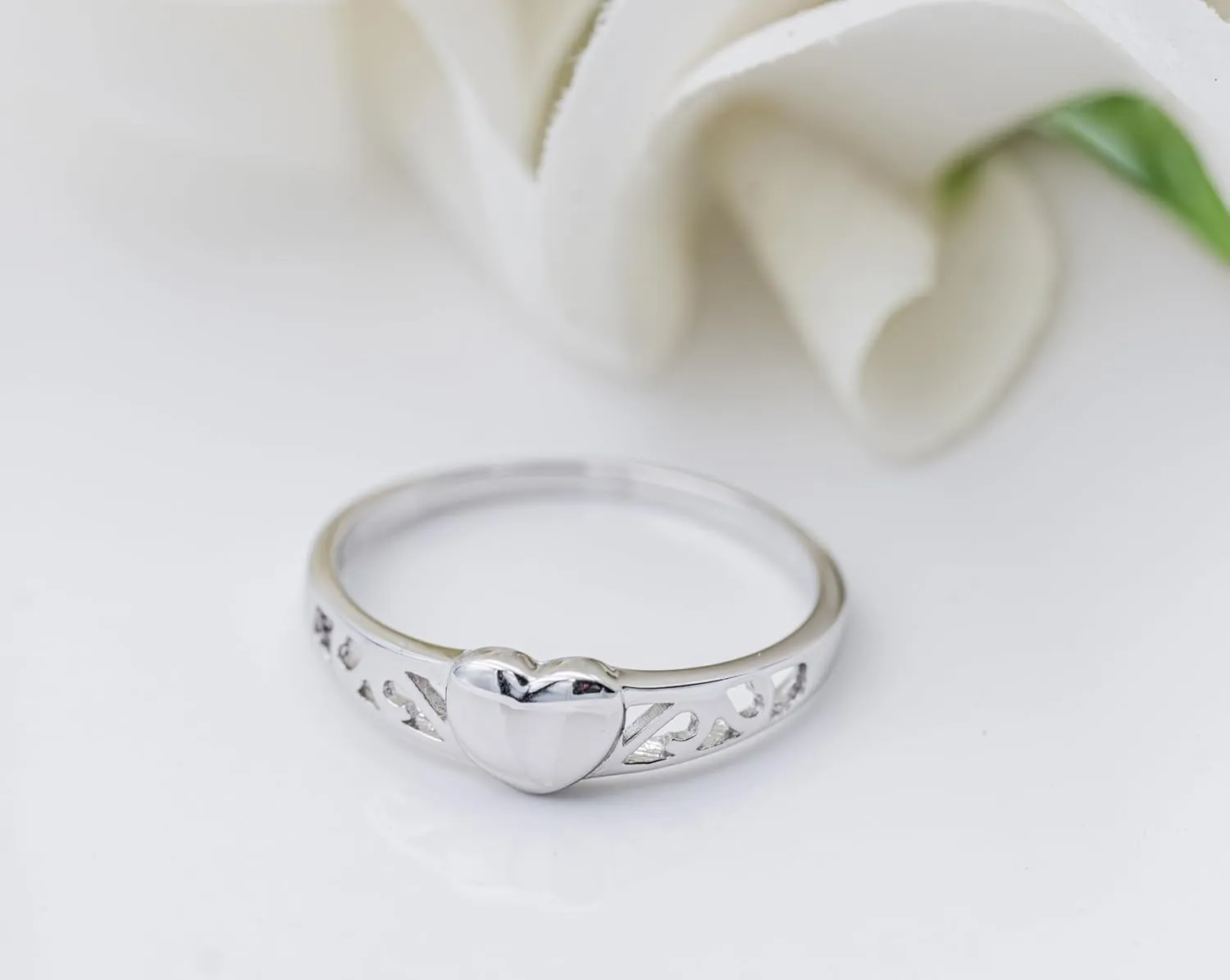 Precious Pieces Girl's Sterling Silver Heart Baby Ring for Toddlers and Children