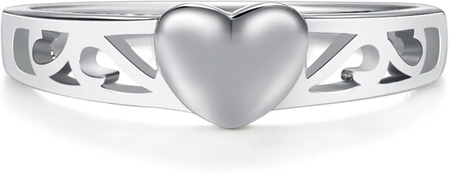 Precious Pieces Girl's Sterling Silver Heart Baby Ring for Toddlers and Children