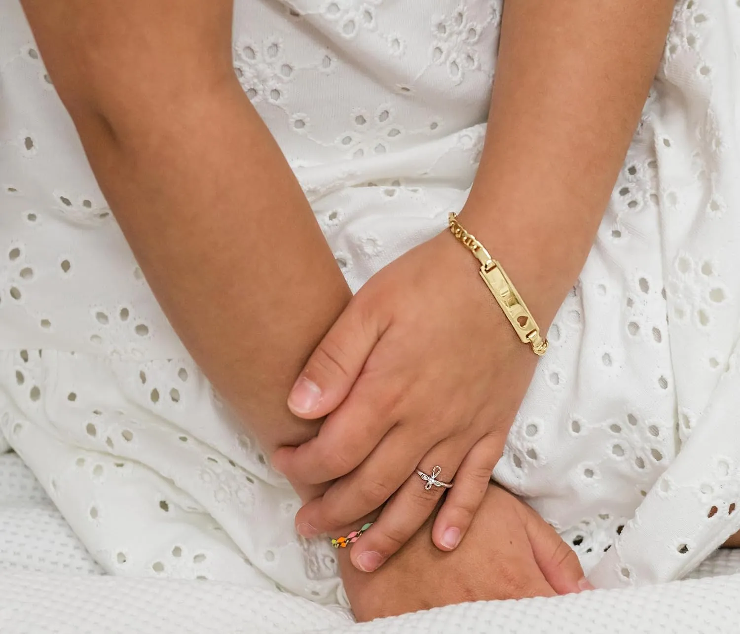 Precious Pieces Sterling Silver Baby Ring with Cross for Baptism, Christening, Dedication, First Communion Gift for Babies, Toddlers, Goddaughter, or Little Girls