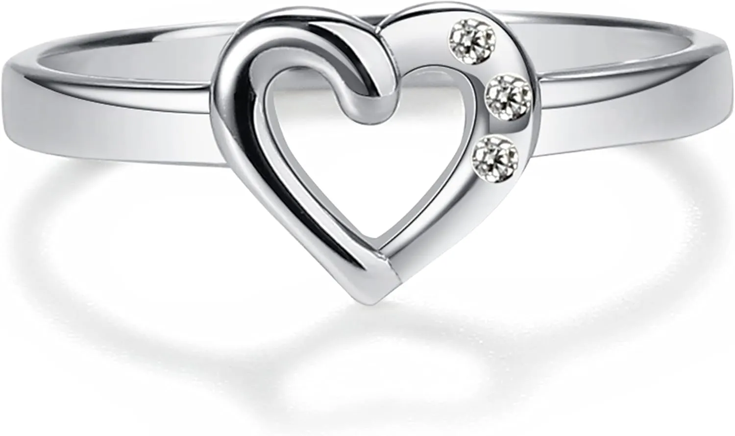 Precious Pieces Sterling Silver Baby Ring with Heart and April CZ Simulated Birthstone