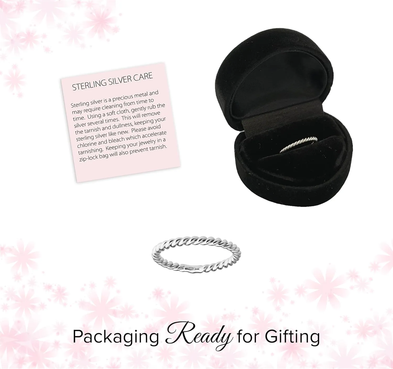 Precious Pieces Sterling Silver or 14K Gold-Plated Baby Ring, Twisted or Plain 2mm Band for Babies, Toddlers, Kids or Women