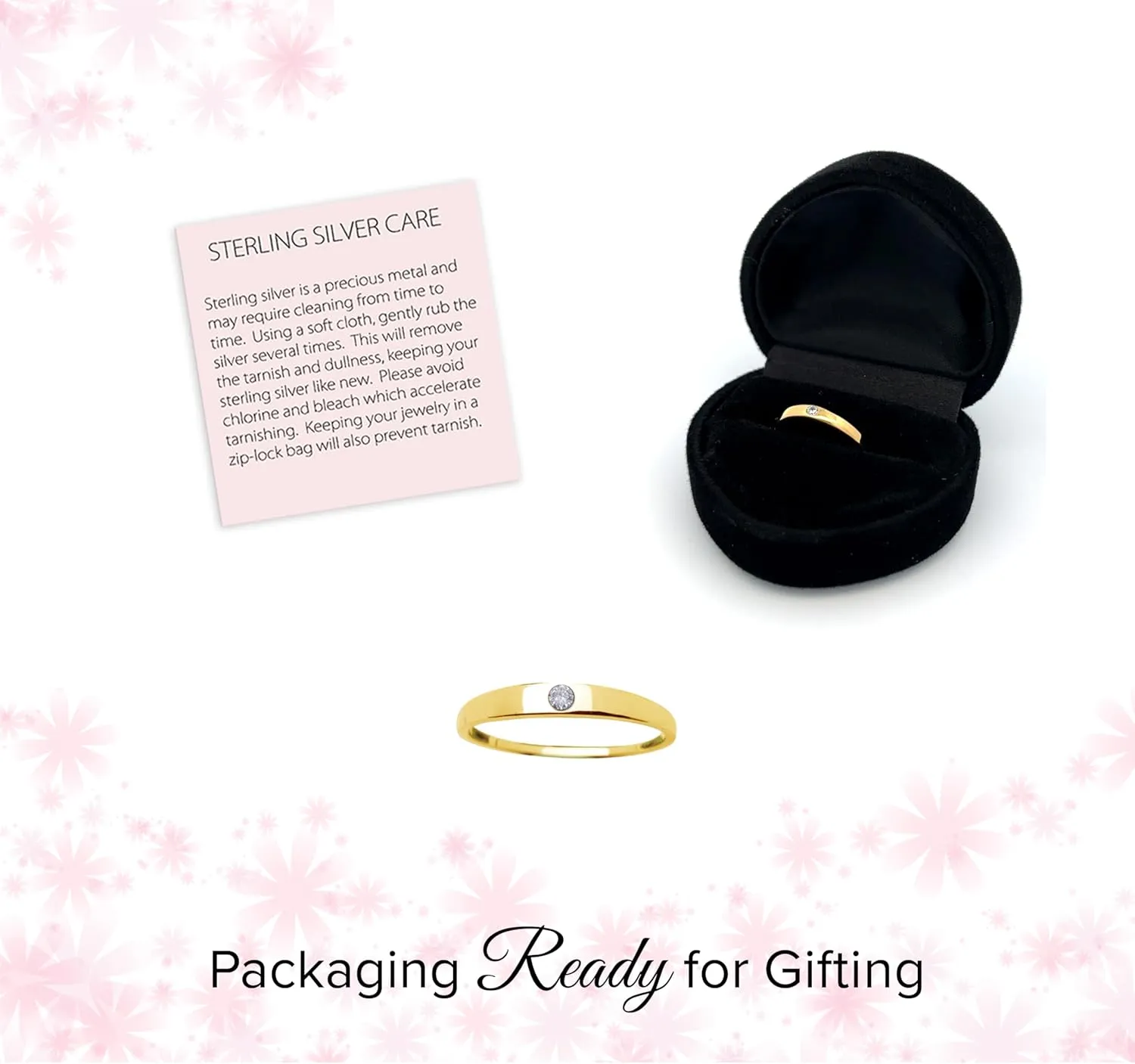 Precious Pieces Sterling Silver with Gold-Plating Baby Ring with CZ