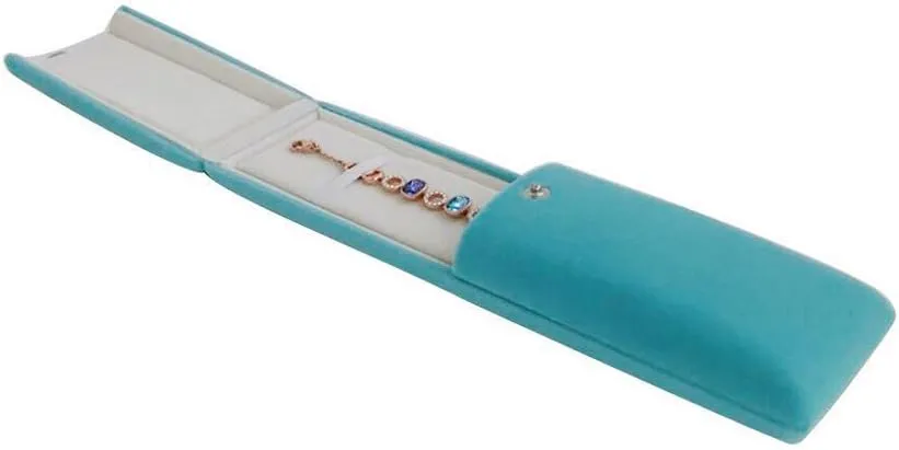 Premium Grade Aqua Velvet Jewelry Necklace Bracelet Watch Box Presentation Packaging Case Pendant