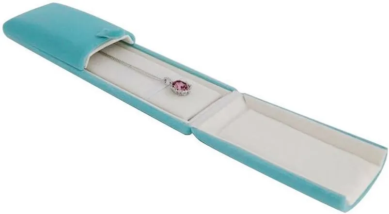 Premium Grade Aqua Velvet Jewelry Necklace Bracelet Watch Box Presentation Packaging Case Pendant