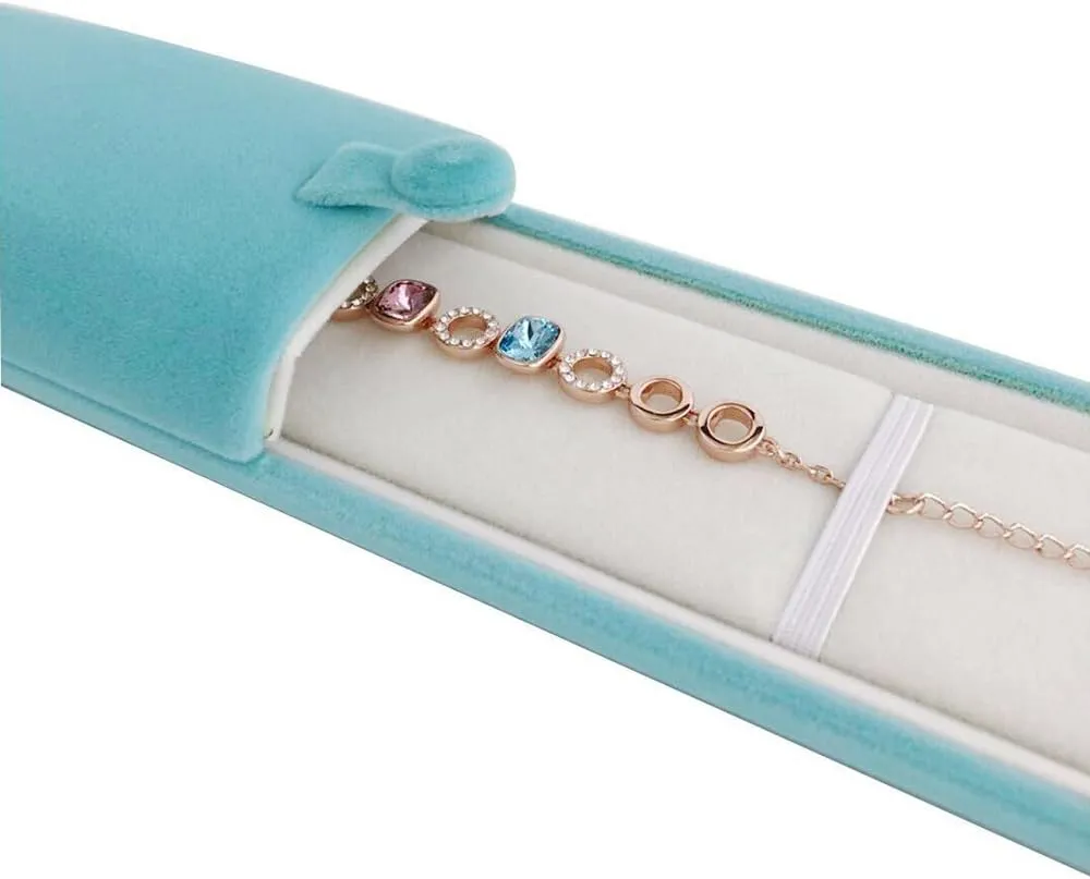 Premium Grade Aqua Velvet Jewelry Necklace Bracelet Watch Box Presentation Packaging Case Pendant
