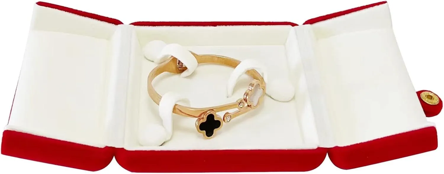 Premium Grade Classic Red Velvet Jewelry Bangle Bracelet Present Box Storage Case Packaging for Bracelet (jewelry not included)