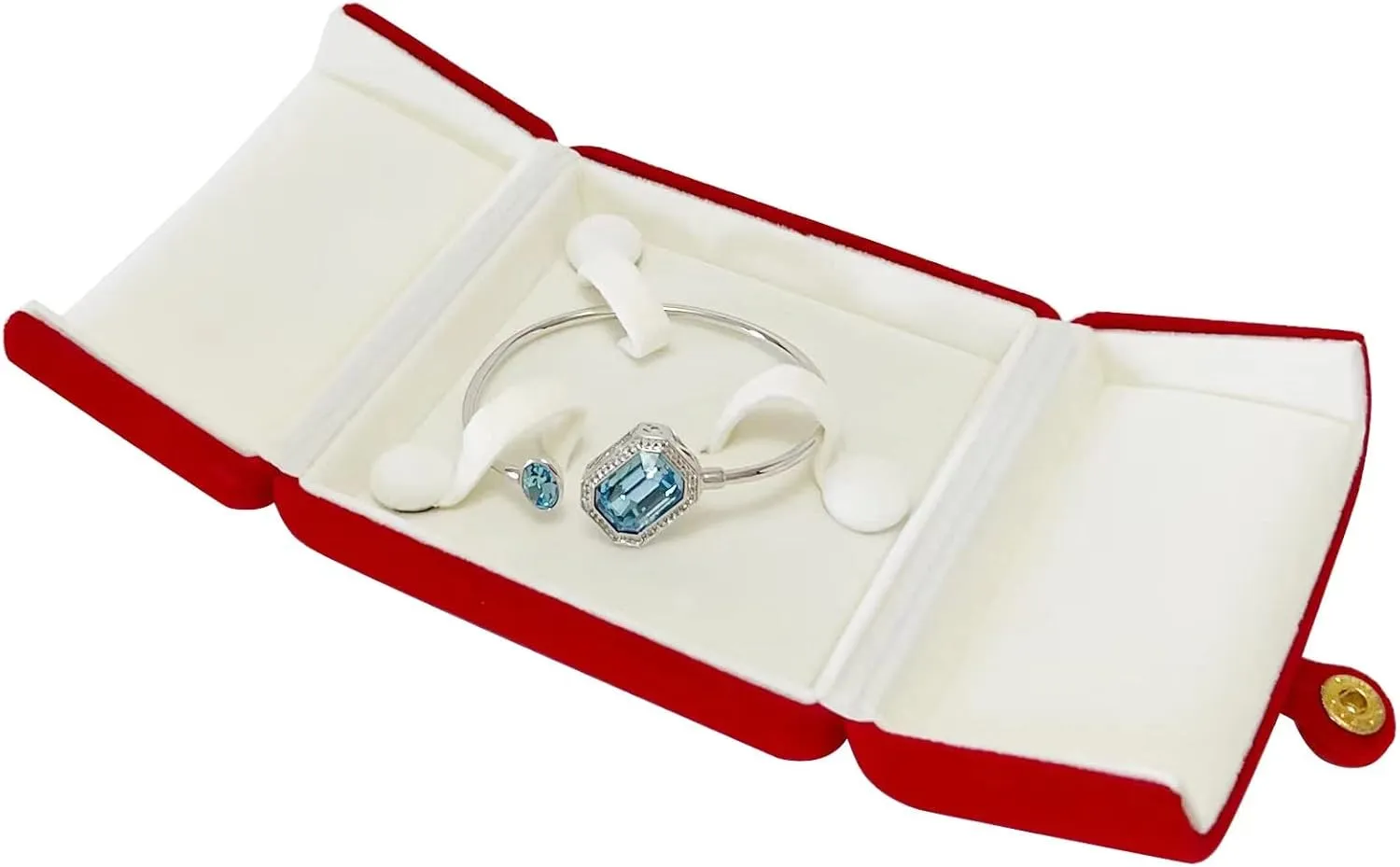 Premium Grade Classic Red Velvet Jewelry Bangle Bracelet Present Box Storage Case Packaging for Bracelet (jewelry not included)