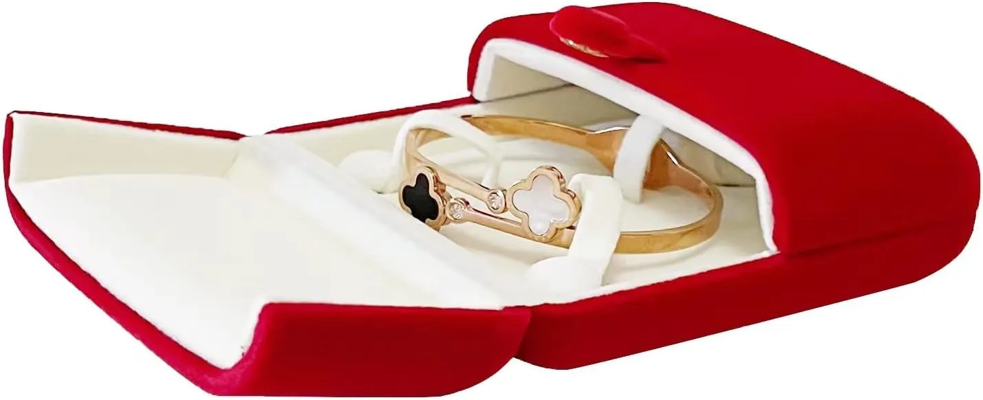 Premium Grade Classic Red Velvet Jewelry Bangle Bracelet Present Box Storage Case Packaging for Bracelet (jewelry not included)