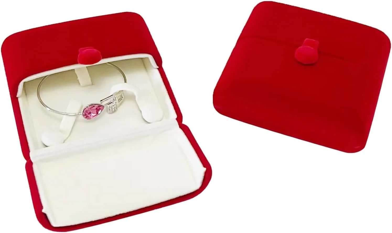 Premium Grade Classic Red Velvet Jewelry Bangle Bracelet Present Box Storage Case Packaging for Bracelet (jewelry not included)
