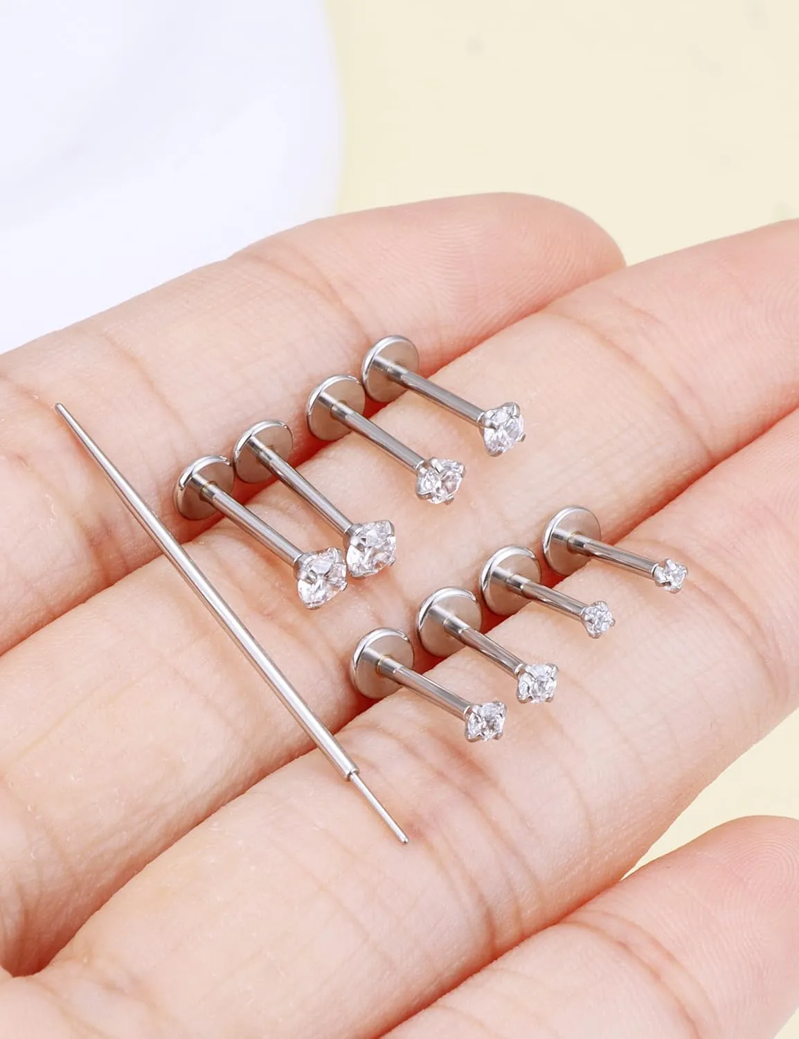 Prjndjw Threadless Nose Rings Stud 20G 18G 16G Flat Back Nose Stud Surgical Steel Push In Nose Rings Cubic Zirconia Hypoallergenic Nose Piercings Lip Medusa Tragus Studs Earrings Piercing Taper