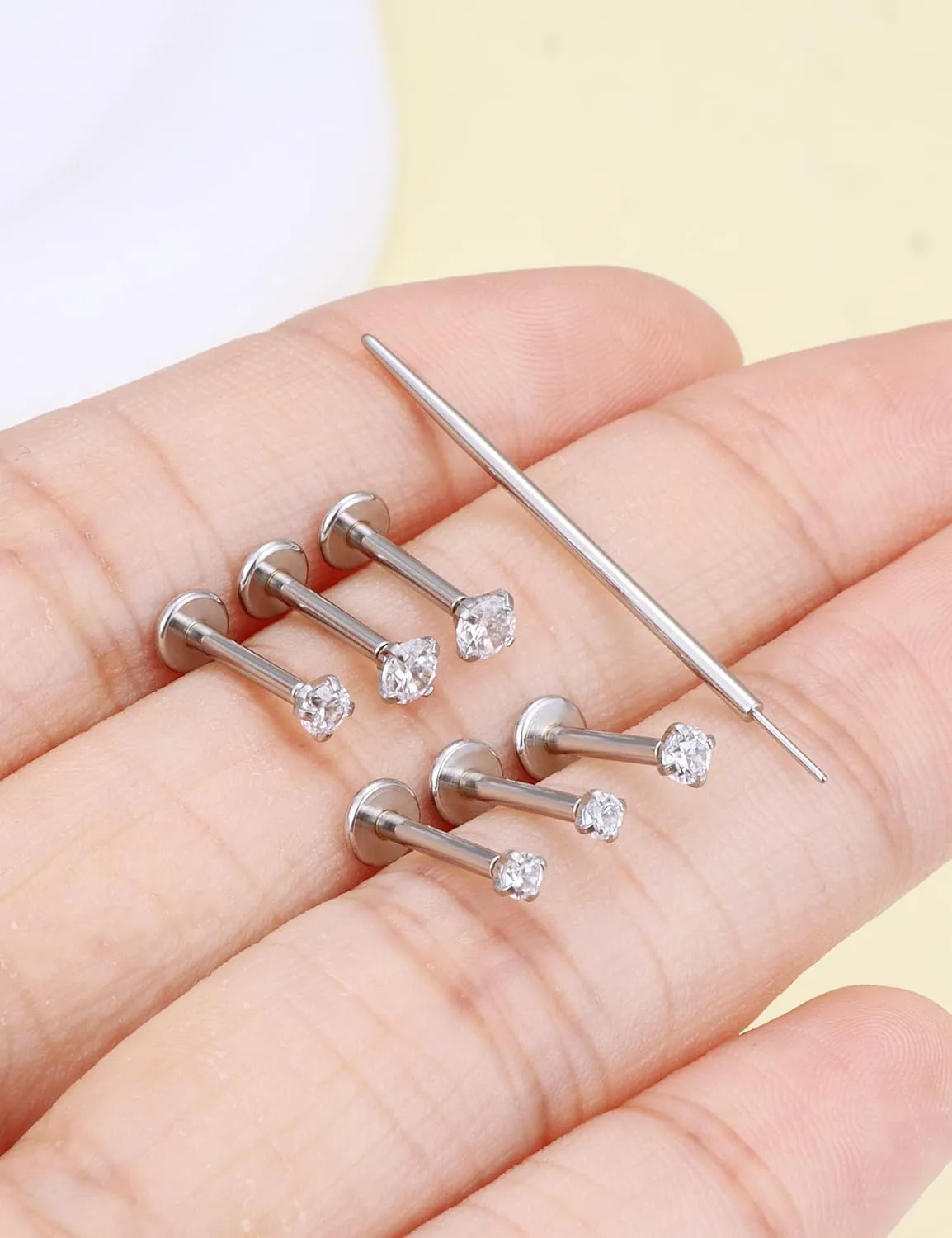 Prjndjw Threadless Nose Rings Stud 20G 18G 16G Flat Back Nose Stud Surgical Steel Push In Nose Rings Cubic Zirconia Hypoallergenic Nose Piercings Lip Medusa Tragus Studs Earrings Piercing Taper