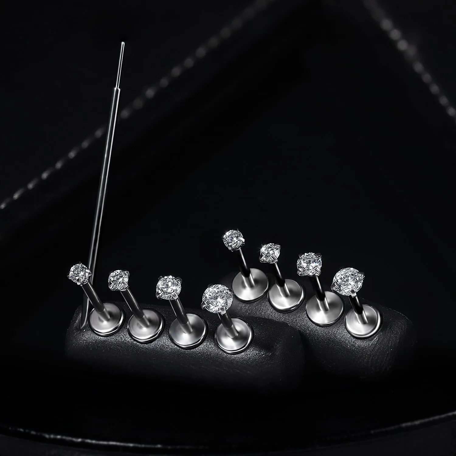 Prjndjw Threadless Nose Rings Stud 20G 18G 16G Flat Back Nose Stud Surgical Steel Push In Nose Rings Cubic Zirconia Hypoallergenic Nose Piercings Lip Medusa Tragus Studs Earrings Piercing Taper