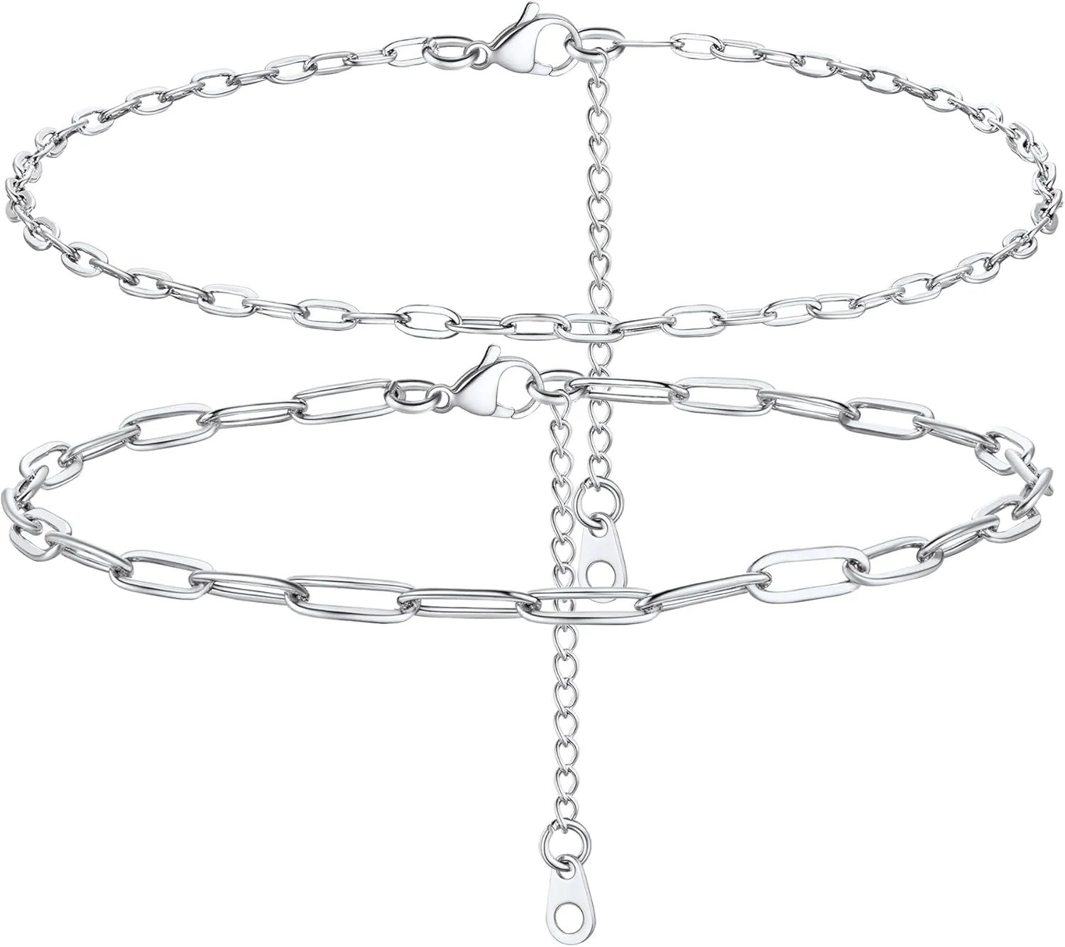 PROSTEEL Stainless Steel Chain Anklets for Women, Silver/Gold Tone, Ankle Bracelets Hypoallergenic, 8-10.5 Inch Adjustable, Come with Box