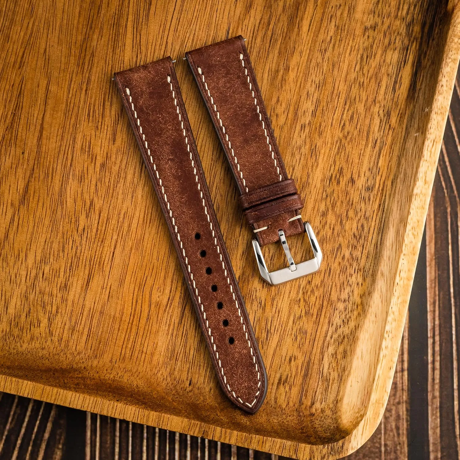 Pueblo Leather Watch Band | Handmade, Quick Release | Premium Full Grain Veg-Tanned Leather | Men & Women | 18mm, 19mm, 20mm, 21mm, 22mm
