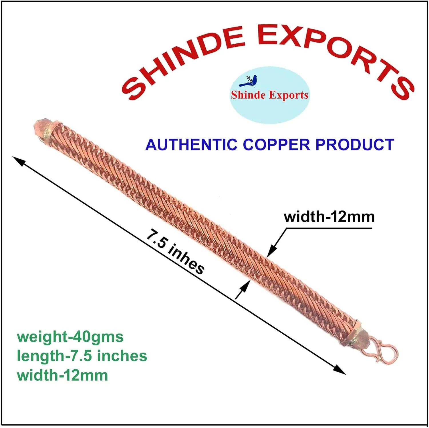 pure copper large solid heavy chain link bracelet for men women