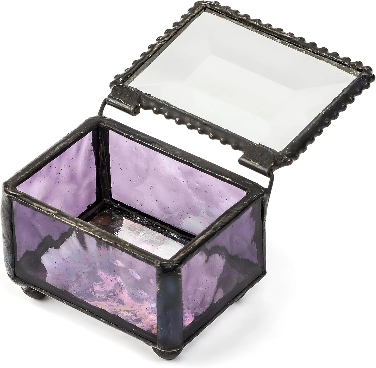 Purple Stained Glass Ring Box Jewelry Trinket - J Devlin Box 325-2