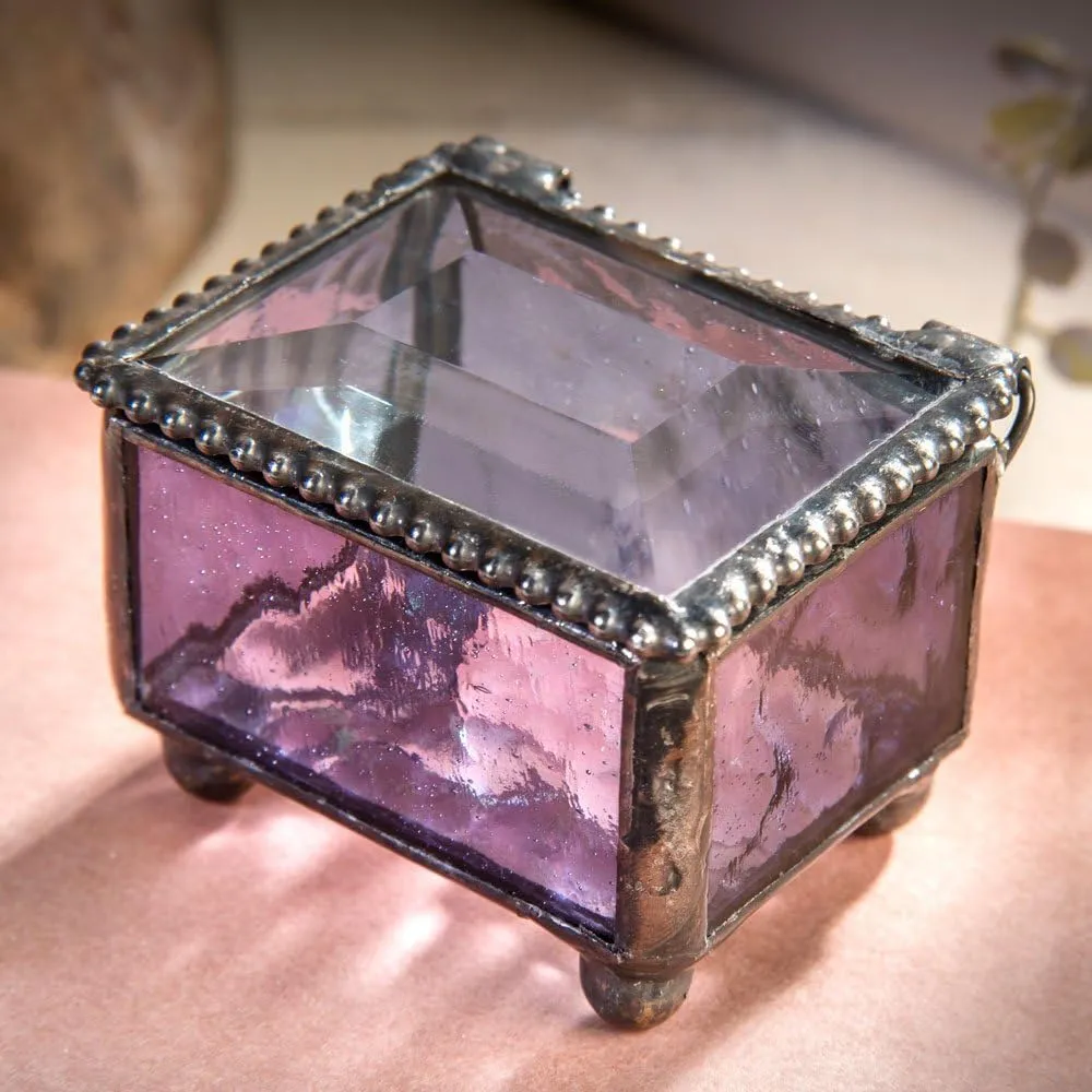 Purple Stained Glass Ring Box Jewelry Trinket - J Devlin Box 325-2