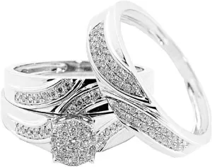 PVN Jewels His Hers Couples Matching Rings Engagement Ring Bridal Sets & Men's Wedding Band in 925 Sterling Silver Women's Size 12 & Men's Size 8