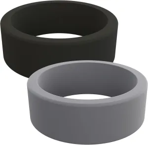 QALO Men's Basic & Flat Silicone Ring - Mens Silicone Wedding Band - Breathable Comfort Fit Silicone Rings for Men - Durable Rubber Engagement Rings for Him - 8mm x 2mm