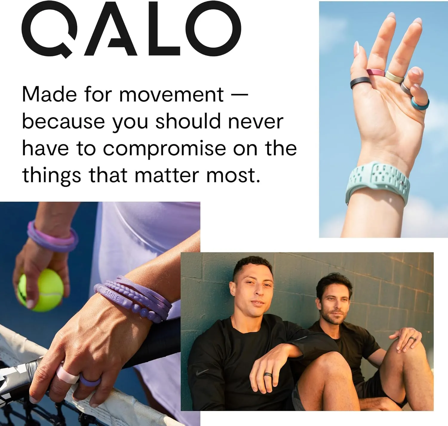 QALO Men's Basic & Flat Silicone Ring - Mens Silicone Wedding Band - Breathable Comfort Fit Silicone Rings for Men - Durable Rubber Engagement Rings for Him - 8mm x 2mm